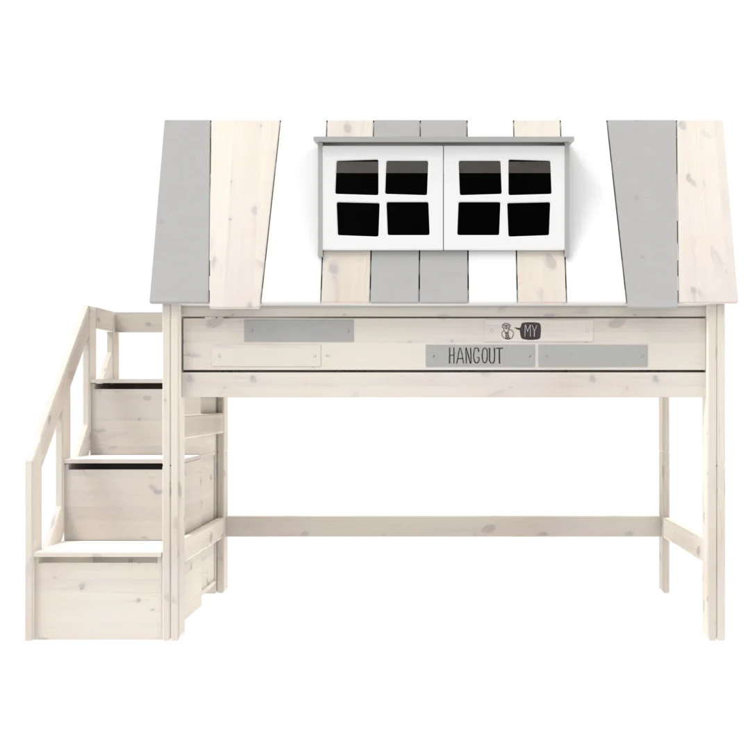 LIFETIME Kids Adventure Hangout Mid Sleeper Bed with Storage Steps and Den 
