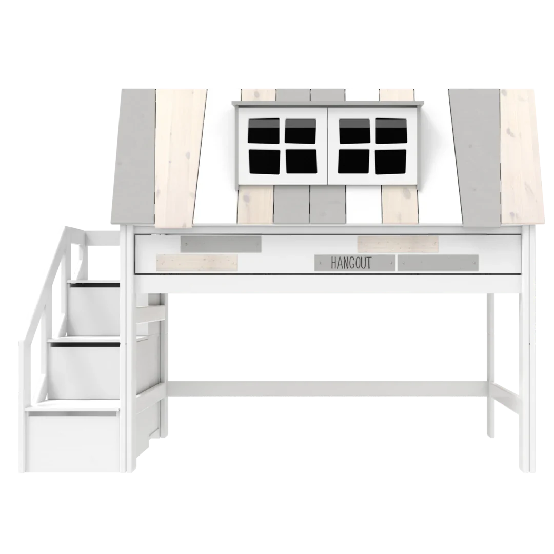 LIFETIME Kids Adventure Hangout Mid Sleeper Bed with Storage Steps and Den 