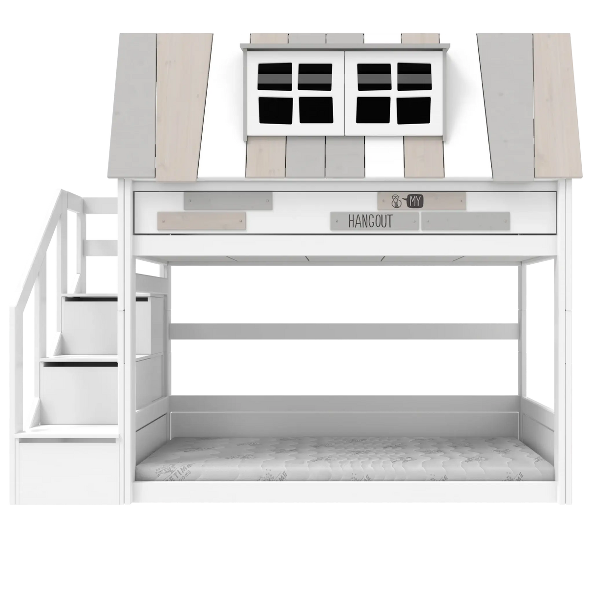 LIFETIME Kidsrooms My hangout Low Bunk Bed with Storage Steps 