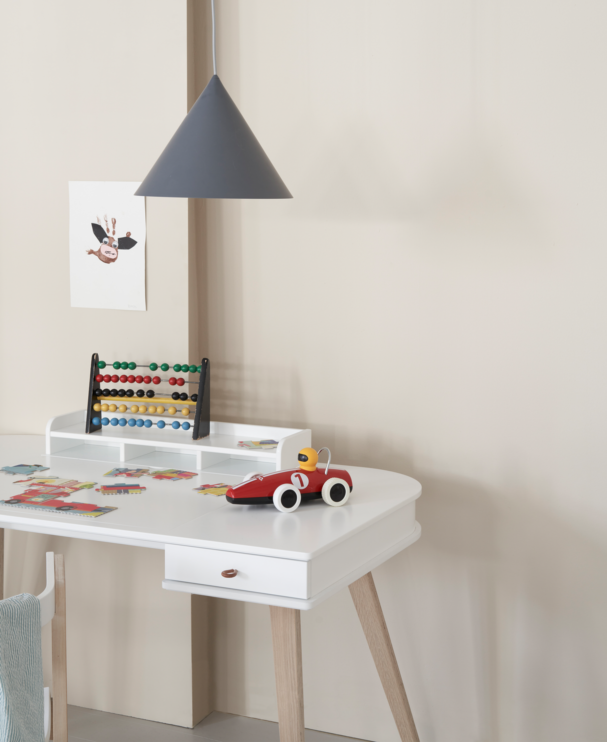 Oliver Furniture Wood Desk & Armchair White/Oak 66cm