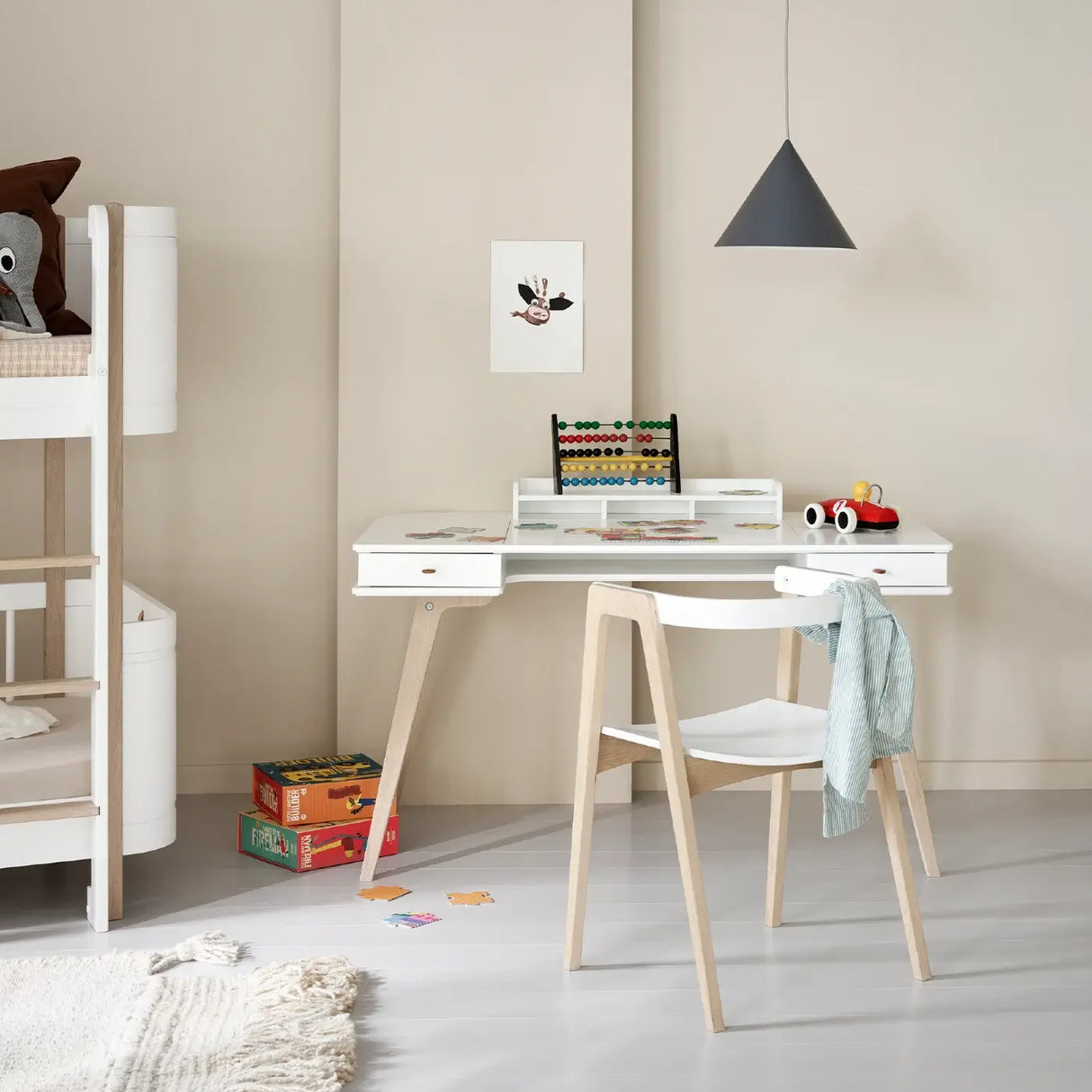 Oliver Furniture Wood Desk & Armchair White/Oak 66cm