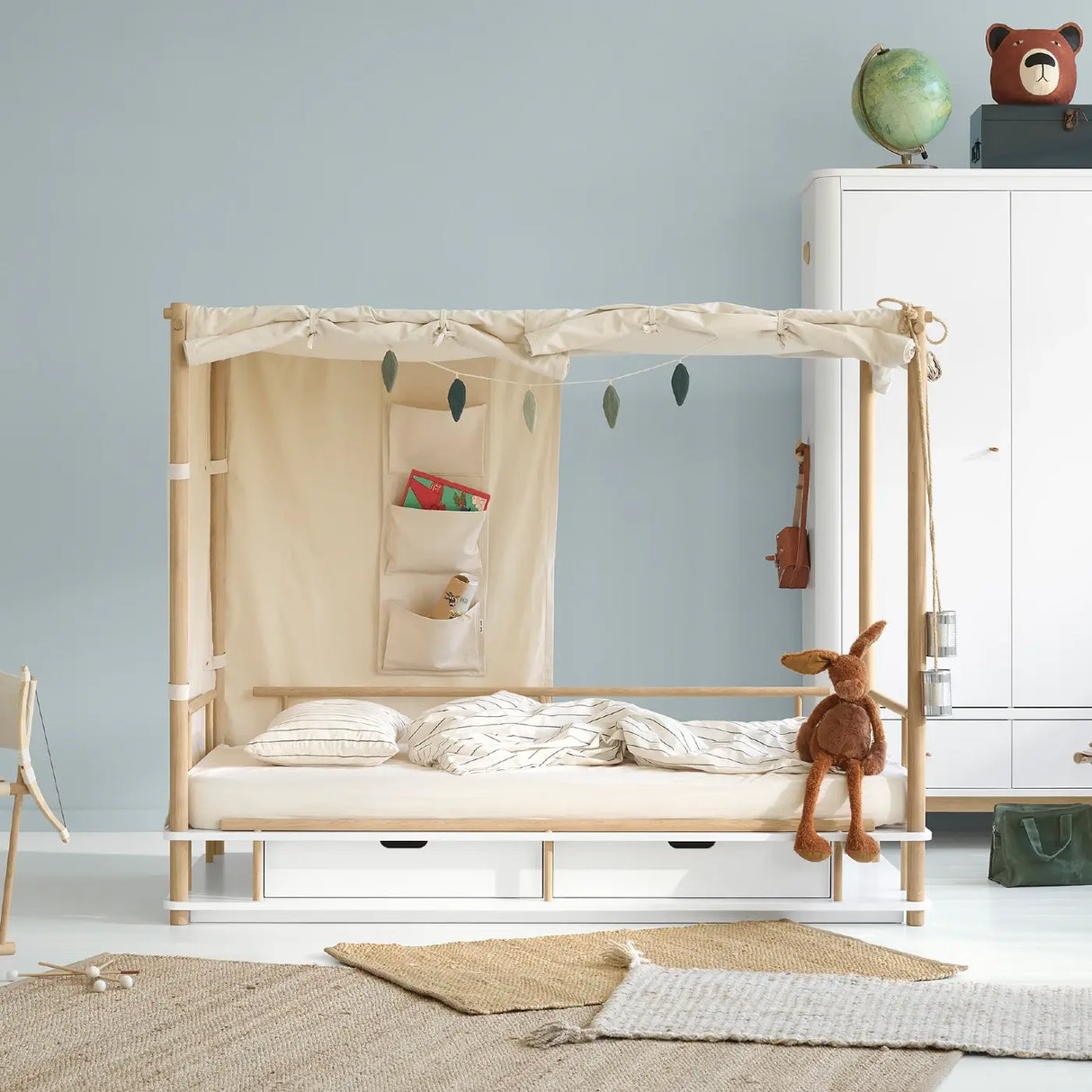 Oliver Furniture Camp Canopy Bed in White/Oak