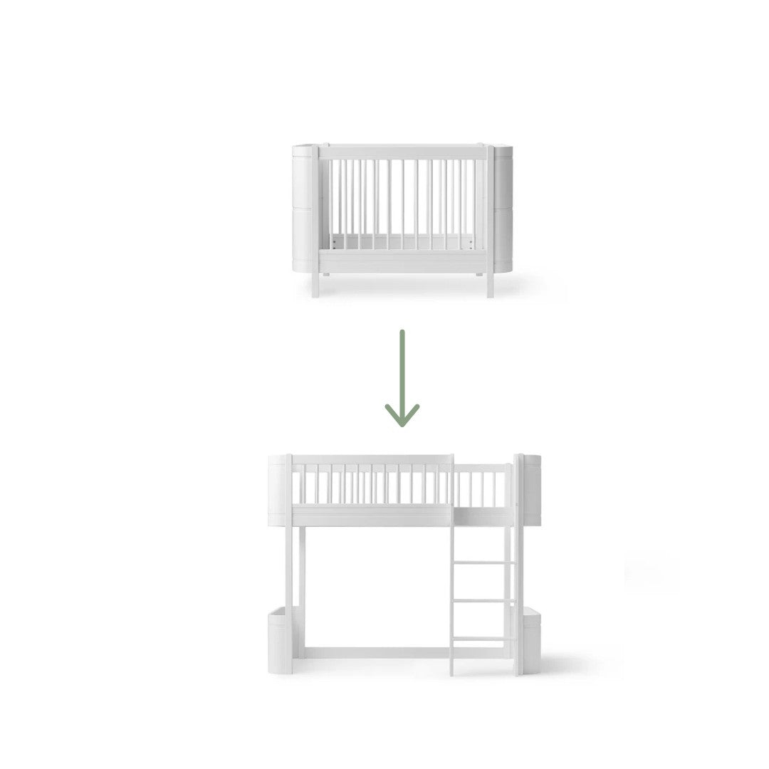 Oliver Furniture Mini+ Junior Kit MINI+ COT to MINI+ LOW LOFT BED White 041494+041454