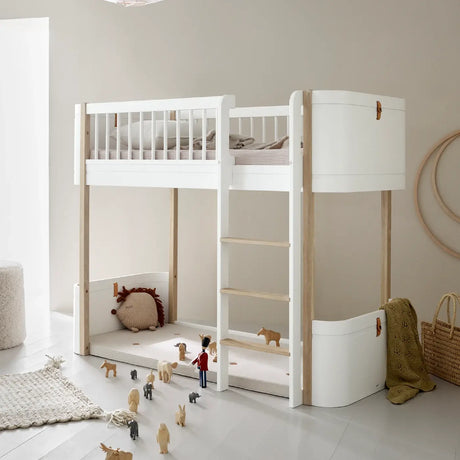 Oliver Furniture Wood Mini+ Low Loft Bed in White/Oak
