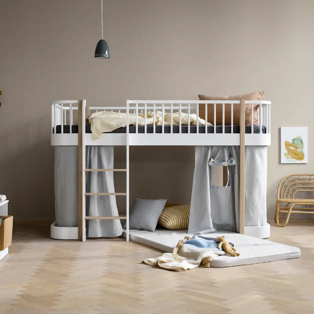 Oliver Furniture Wood Original Low Loft Bed in White/Oak