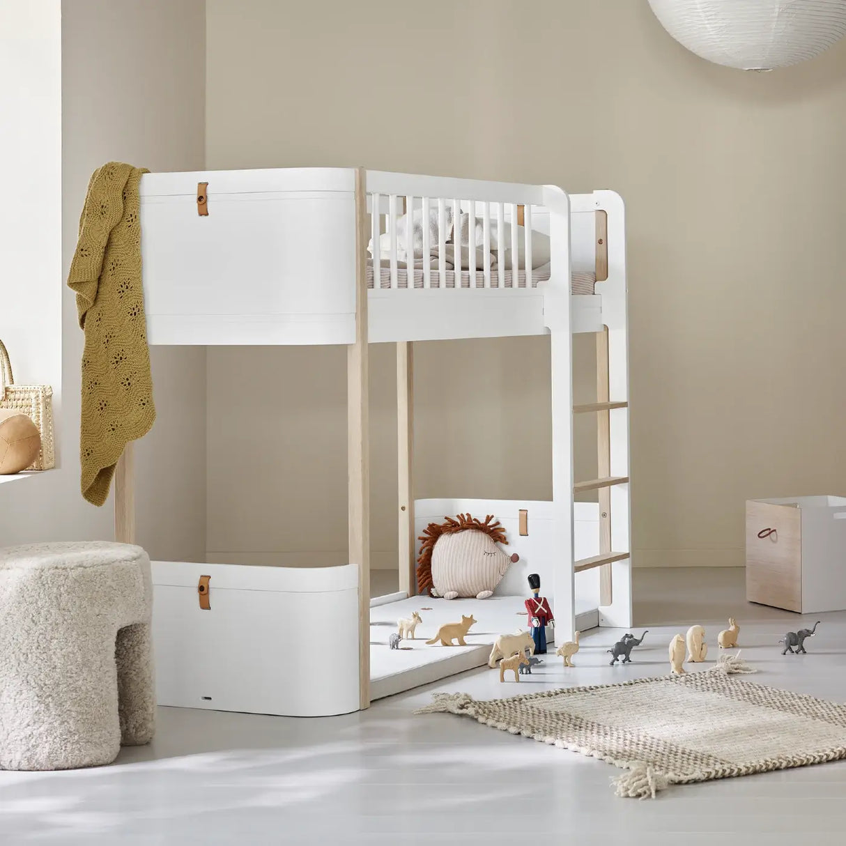 Oliver Furniture Wood Mini+ Low Loft Bed in White/Oak