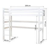 Hoppekids ECO Luxury Loft Bed, White, Pine, 90x190 cm