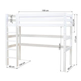 Hoppekids ECO Luxury Loft Bed, White, Pine, 90x190 cm
