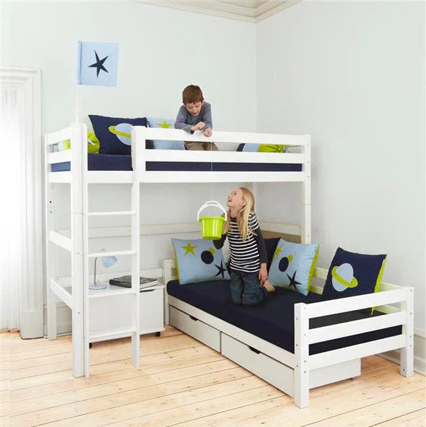 Hoppekids ECO Luxury Bunk Bed Angle Combo, White, Pine, 90x190 cm