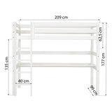 Hoppekids ECO Luxury Loft Bed with Desk, White, Pine, 90x200 cm