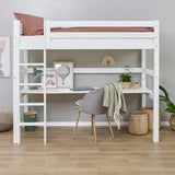 Hoppekids ECO Luxury Loft Bed with Desk, White, Pine, 90x200 cm