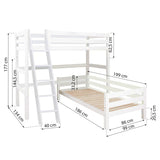 Hoppekids ECO Luxury Bunk Bed Angle Combo, White, Pine, 90x190 cm