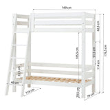 Hoppekids ECO Luxury High Bunk Bed, White, Pine, 70x160 cm