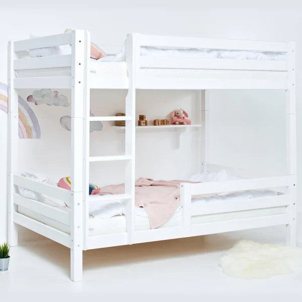 Hoppekids ECO Luxury High Bunk Bed with Bed Rail, White, Pine, 70x160 cm