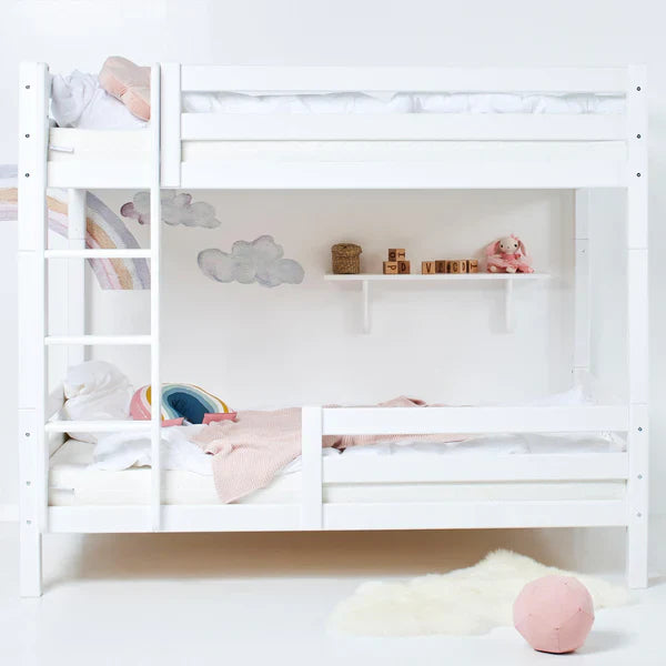 Hoppekids ECO Luxury High Bunk Bed with Bed Rail, White, Pine, 70x160 cm