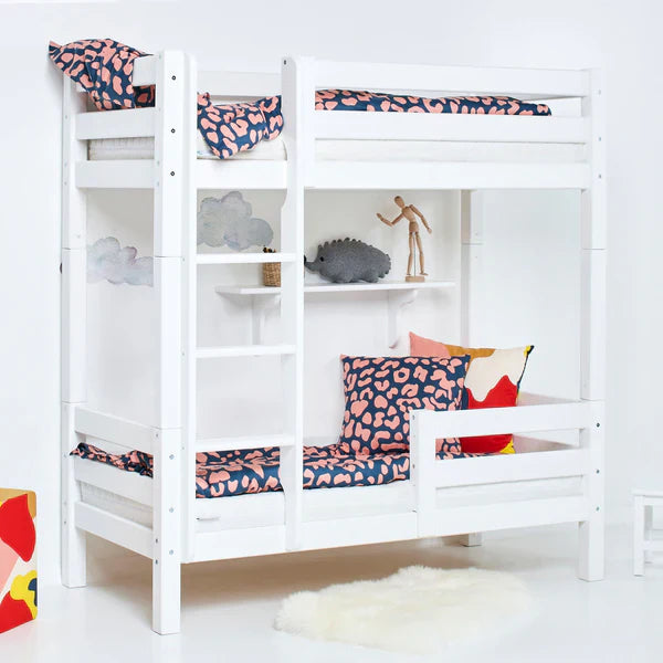 Hoppekids ECO Luxury High Bunk Bed with Bed Rail, White, Pine, 70x160 cm