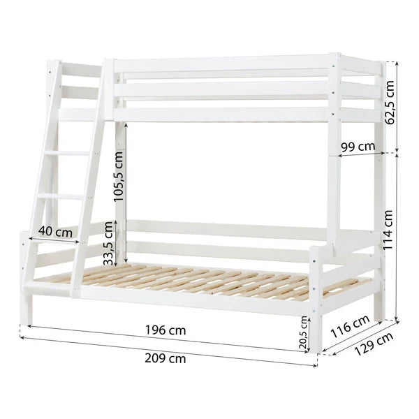 Hoppekids ECO Luxury Family bunk bed, White, Pine, 120x200 cm