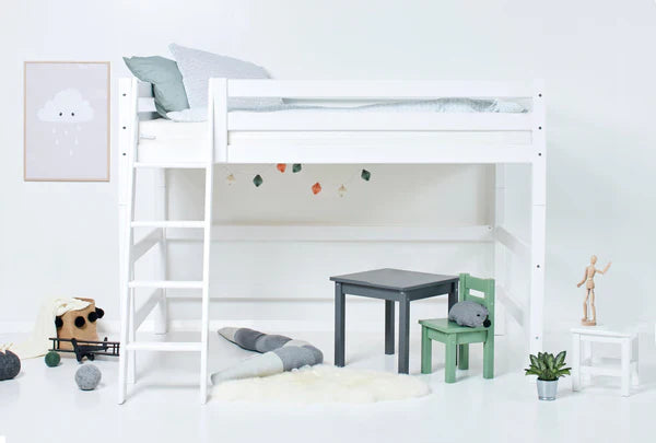 Hoppekids ECO Luxury High Sleeper Bed, White, Pine, 70x160 cm