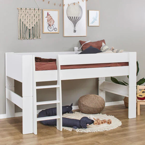 Hoppekids SFK Mid Sleeper Sleeper Bed, White, MDF, 90x200 cm