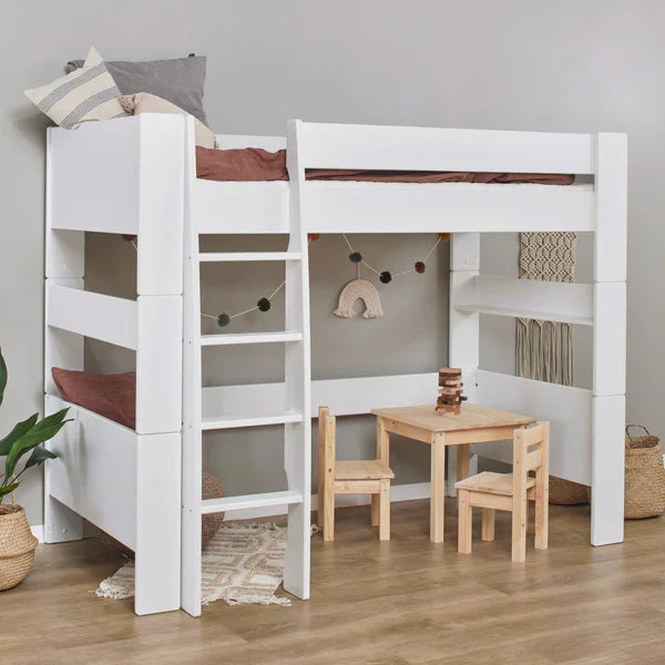 Hoppekids SFK High Sleeper Bed, White, MDF, 90x200 cm