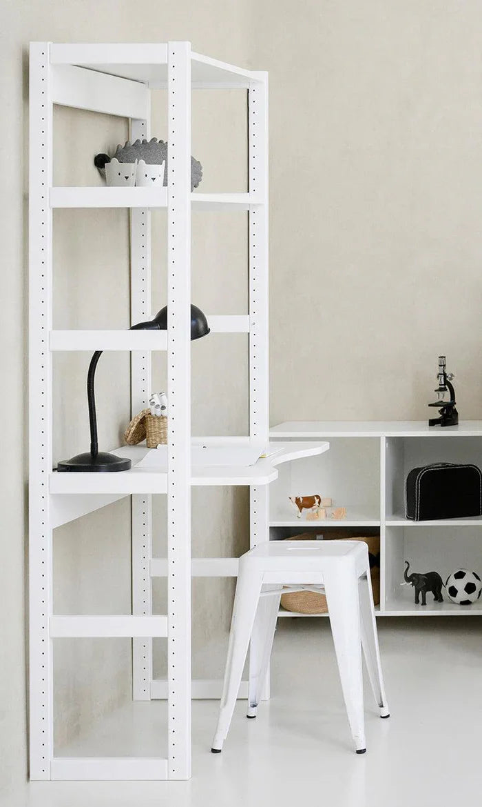 Hoppekids STOREY section with 2 shelves and writing board, White, Pine