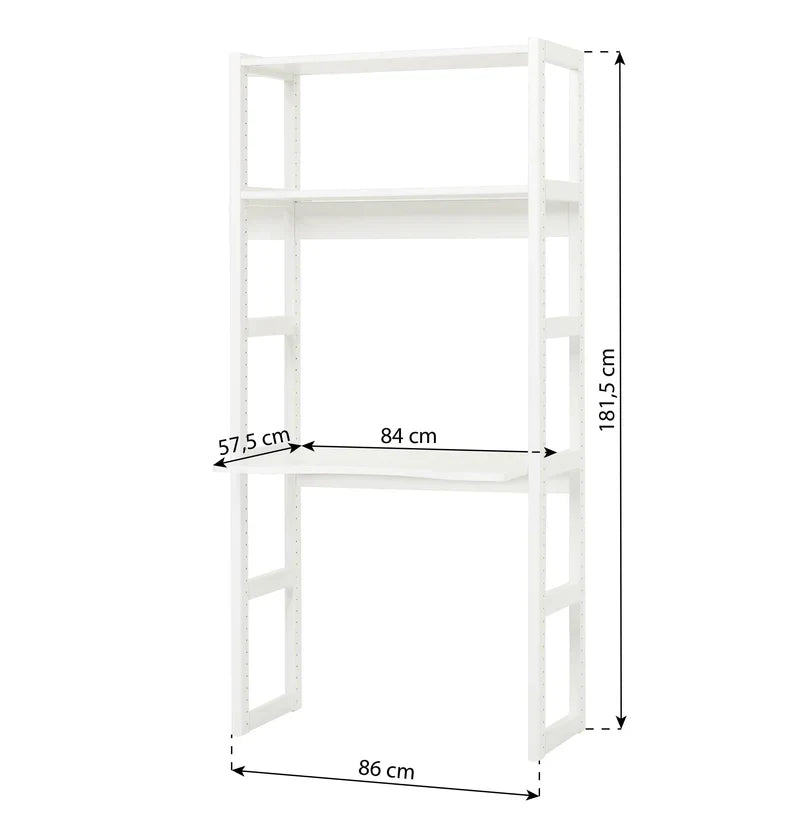 Hoppekids STOREY section with 2 shelves and writing board, White, Pine