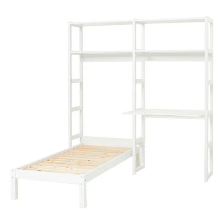 Hoppekids STOREY shelf with 2 sections, 4 shelves and writing desk in 80 cm, White, Pine, 70x160 cm