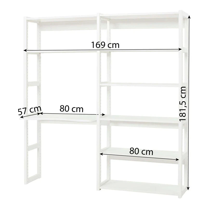 Hoppekids STOREY set with 8 shelves and writing board, White, MDF