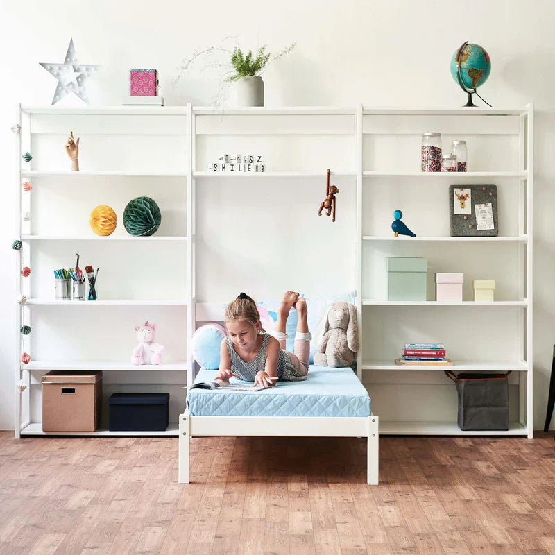 Hoppekids STOREY set with 14 shelves and bed, White, Pine, 70x160 cm