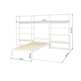 Hoppekids STOREY set with 14 shelves and bed, White, Pine, 70x160 cm