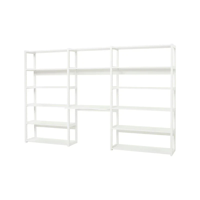 Hoppekids STOREY shelf with 3 sections, 14 shelves, and a writing desk in 80 cm, White, Pine