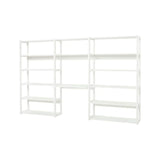 Hoppekids STOREY shelf with 3 sections, 14 shelves, and a writing desk in 80 cm, White, Pine