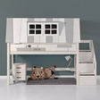 LIFETIME Kids Adventure Hangout Mid Sleeper Bed with Storage Steps and Den