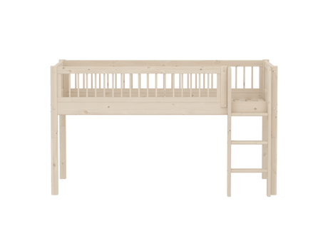 FLEXA Classic Mid Sleeper Bed with straight ladder, Solid Pine/Birch Plywood, 90x200 cm