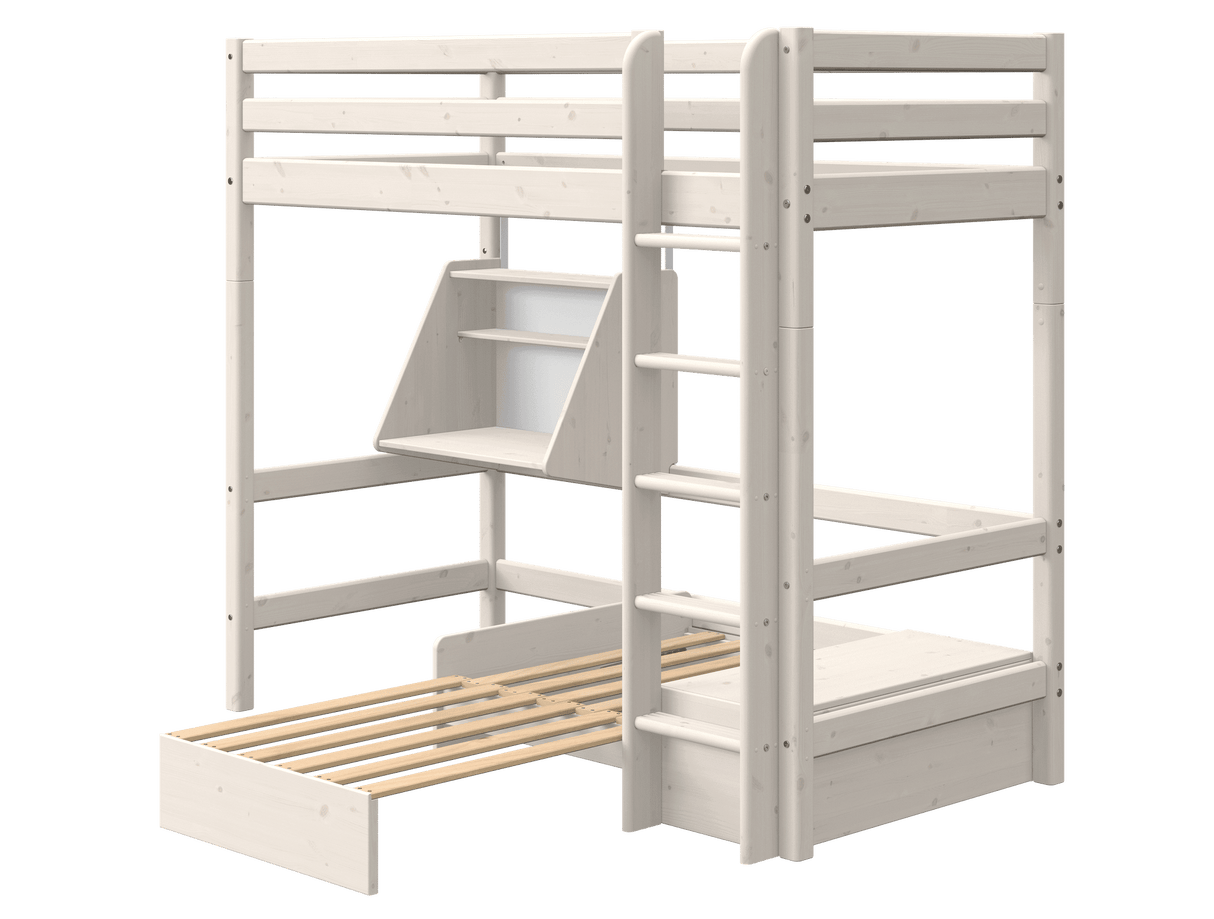FLEXA High Sleeper Bed with casa module, Solid Pine/Birch Plywood, 90x200 cm