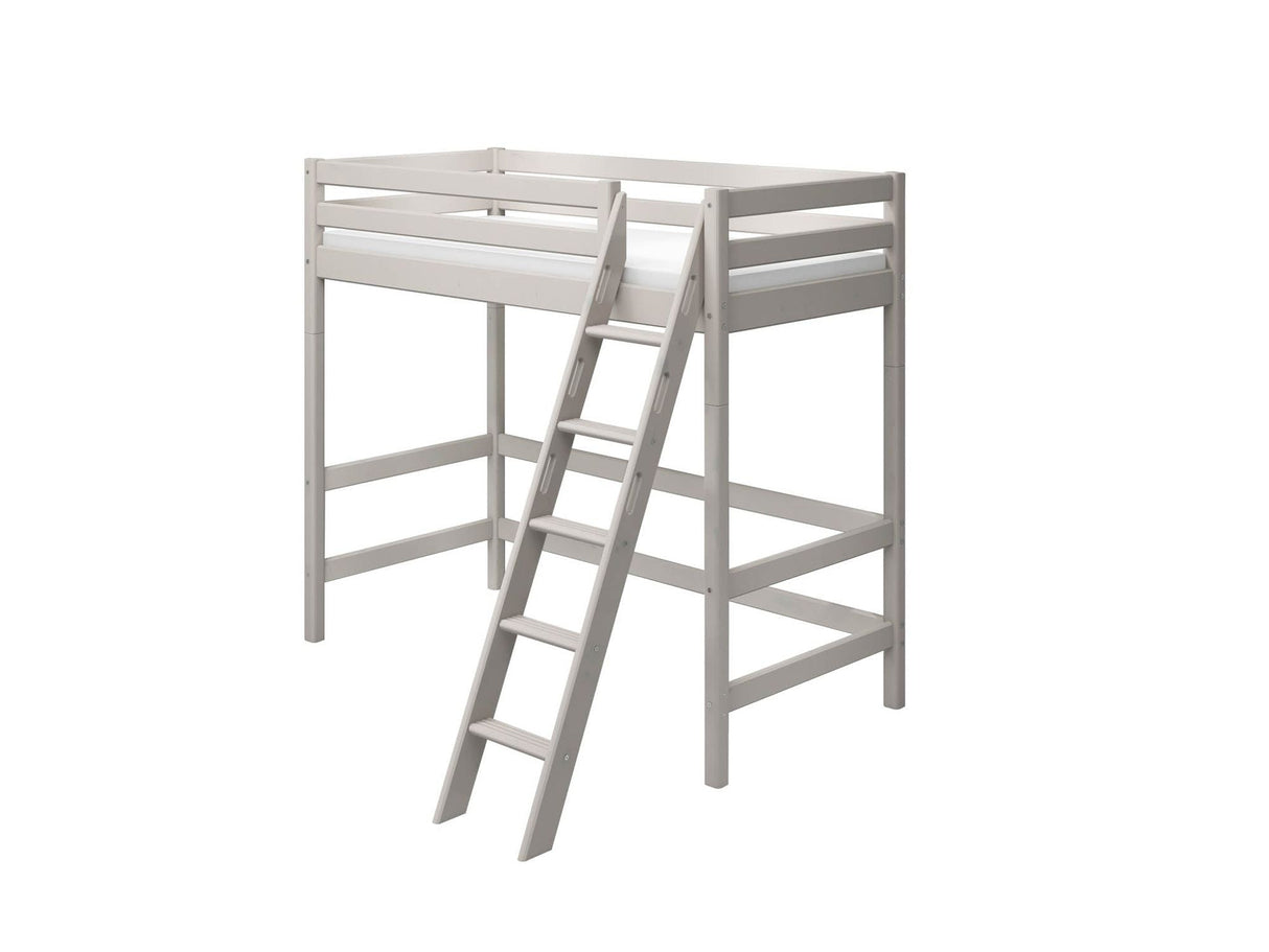 FLEXA Classic High Sleeper Bed with slanting ladder, Solid Pine/Birch Plywood, 90x200 cm