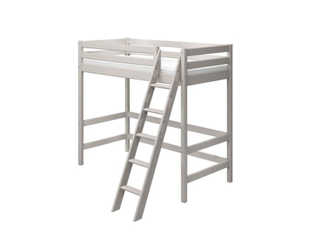 FLEXA Classic High Sleeper Bed with slanting ladder, Solid Pine/Birch Plywood, 90x200 cm