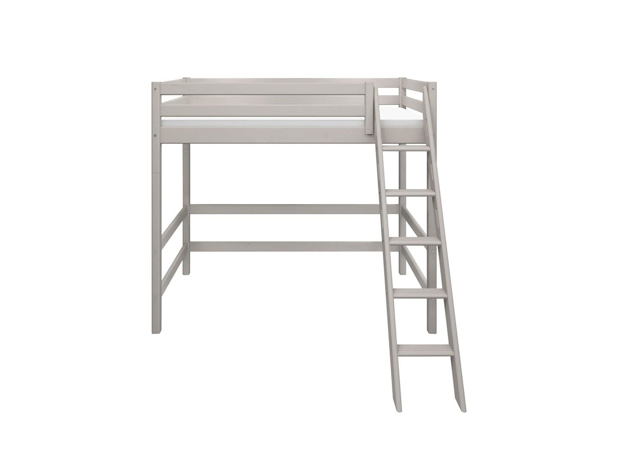 FLEXA Classic High Sleeper Bed with slanting ladder, Solid Pine/Birch Plywood, 90x200 cm