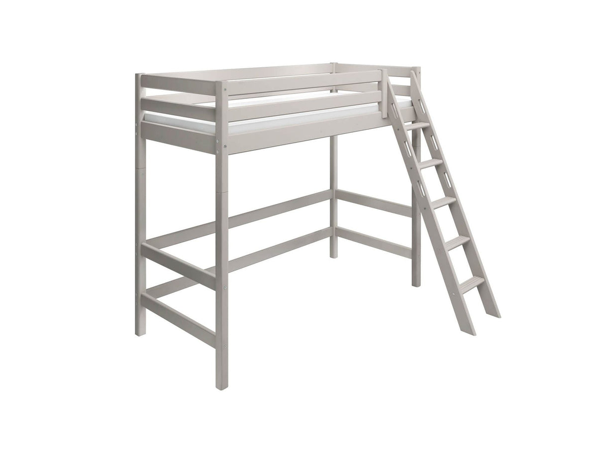 FLEXA Classic High Sleeper Bed with slanting ladder, Solid Pine/Birch Plywood, 90x200 cm