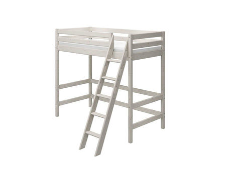 FLEXA Classic High Sleeper Bed with slanting ladder, Solid Pine/Birch Plywood, 90x200 cm