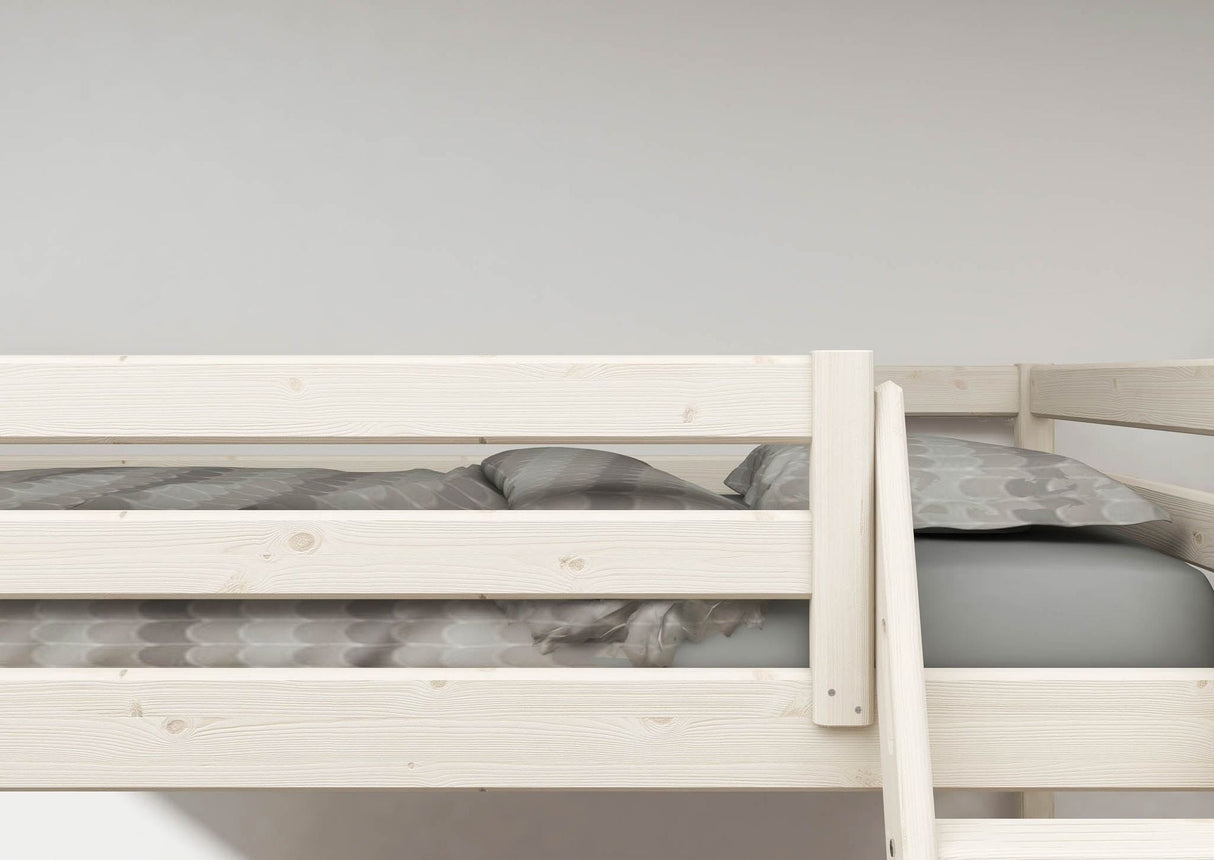 FLEXA Classic High Sleeper Bed with slanting ladder, Solid Pine/Birch Plywood, 90x200 cm