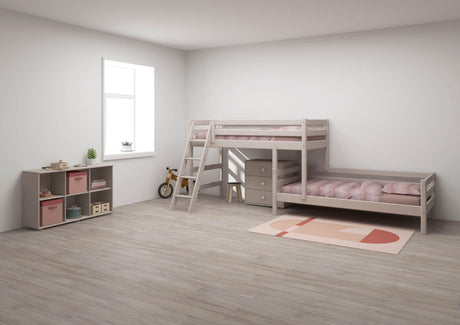 FLEXA Classic Mid Sleeper Bed with slanting ladder, Solid Pine/Birch Plywood, 90x200 cm
