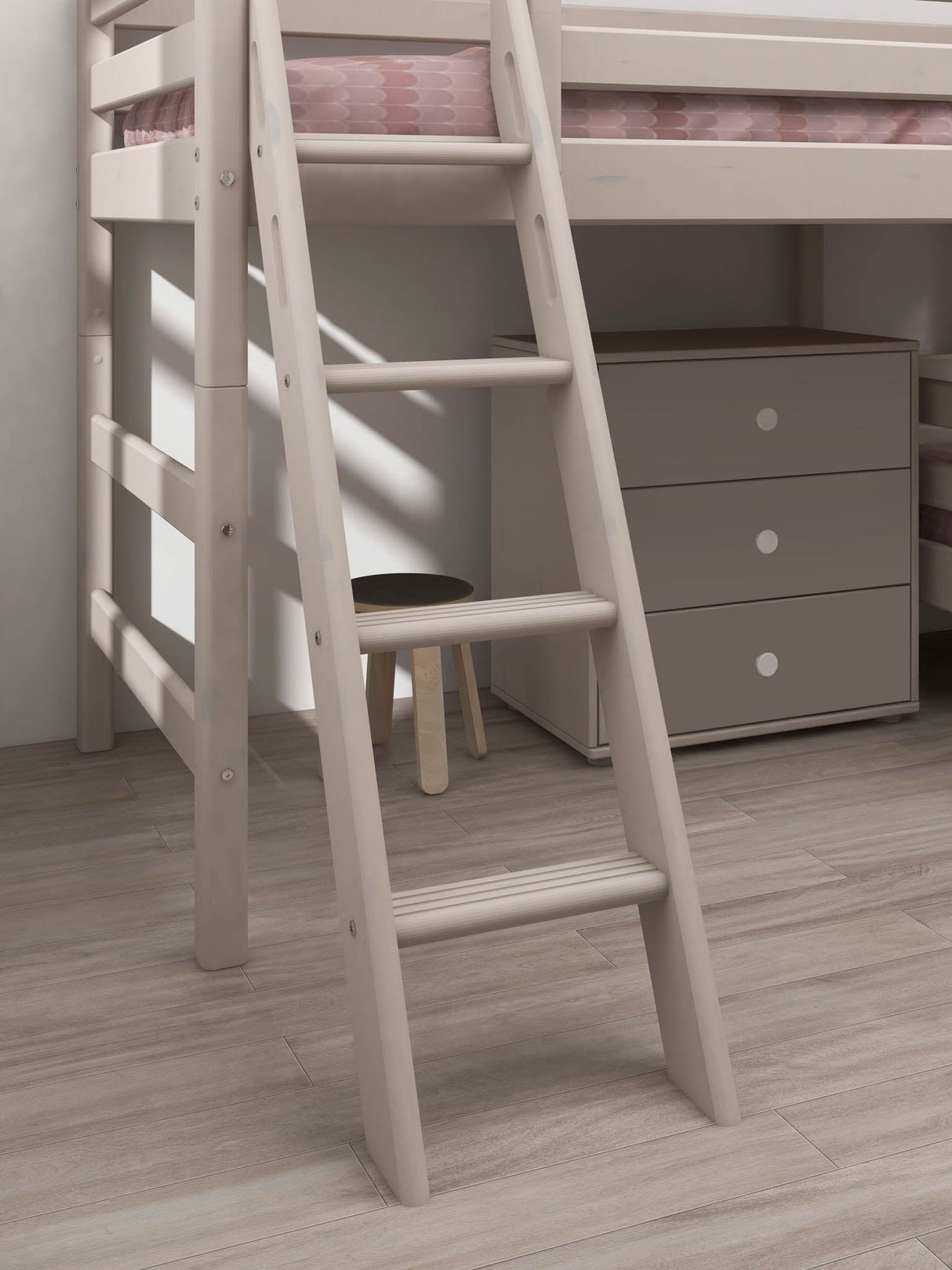 FLEXA Classic Mid Sleeper Bed with slanting ladder, Solid Pine/Birch Plywood, 90x200 cm