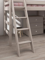 FLEXA Classic Mid Sleeper Bed with slanting ladder, Solid Pine/Birch Plywood, 90x200 cm