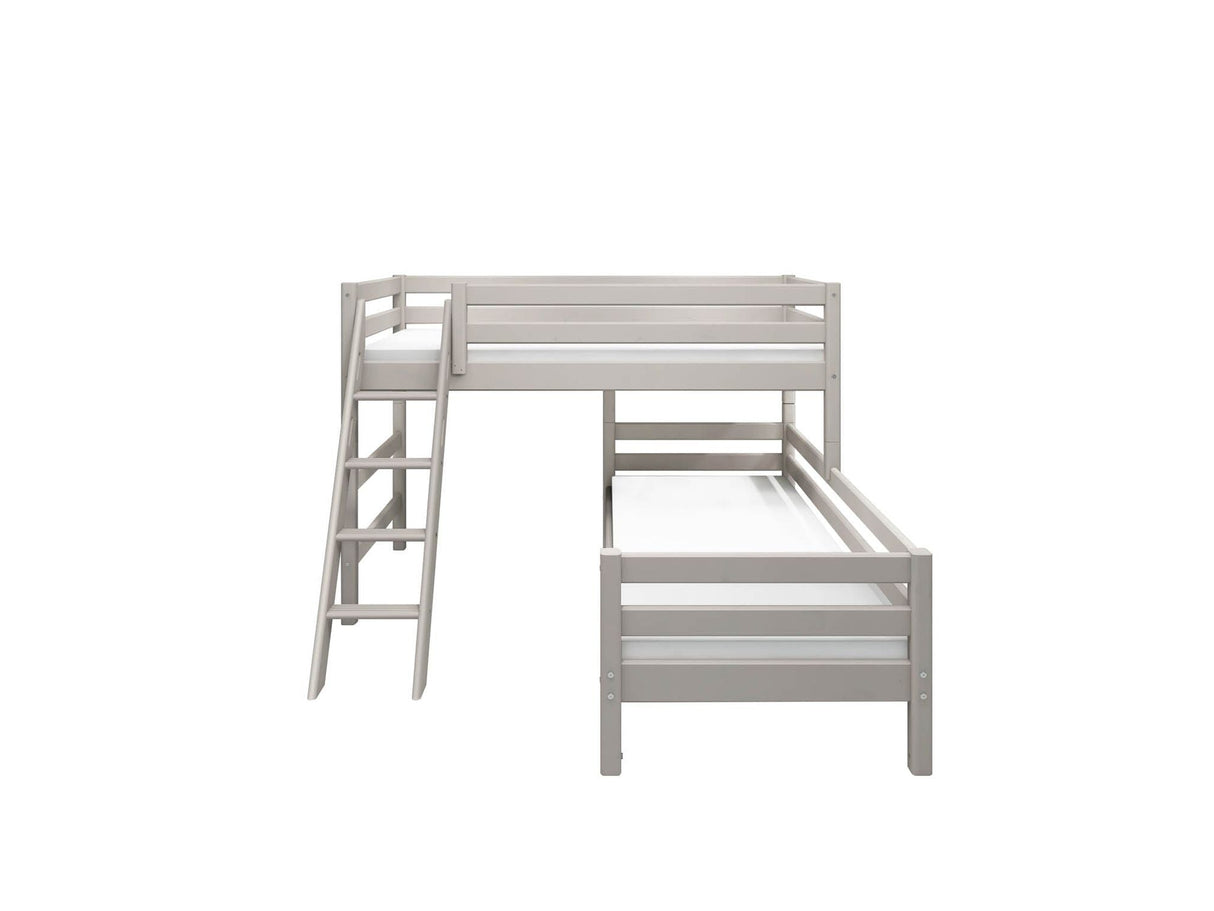 FLEXA Classic Mid Sleeper Bed with slanting ladder, Solid Pine/Birch Plywood, 90x200 cm