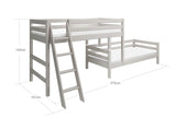 FLEXA Classic Mid Sleeper Bed with slanting ladder, Solid Pine/Birch Plywood, 90x200 cm