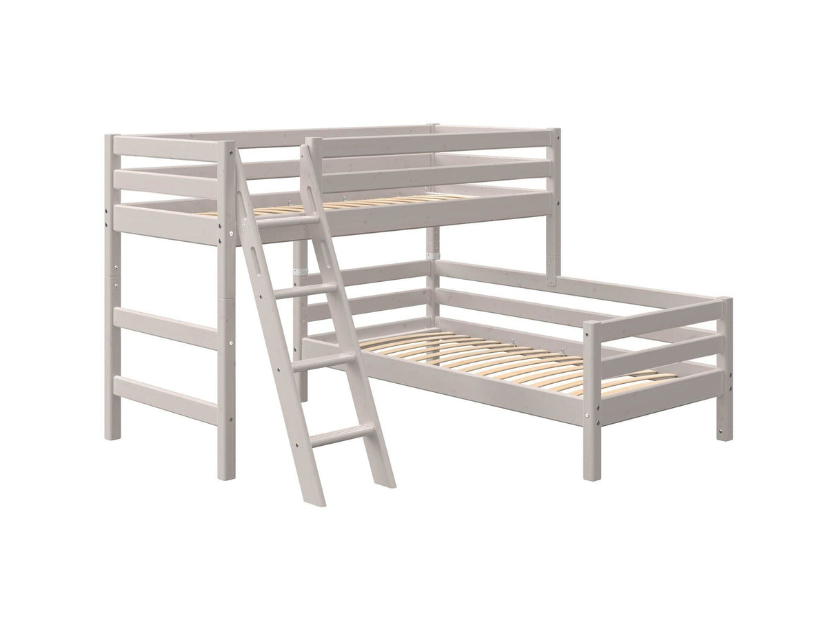 FLEXA Classic Mid Sleeper Bed with slanting ladder, Solid Pine/Birch Plywood, 90x200 cm