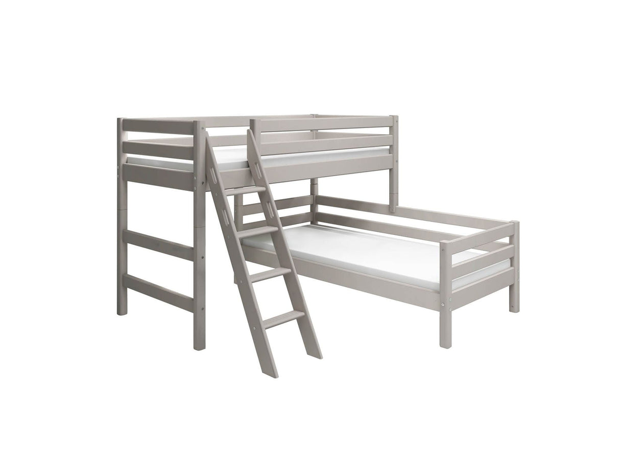 FLEXA Classic Mid Sleeper Bed with slanting ladder, Solid Pine/Birch Plywood, 90x200 cm
