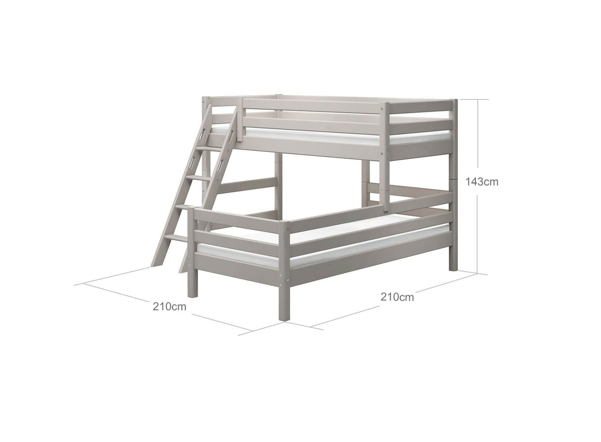 FLEXA Classic Mid Sleeper Bed with slanting ladder, Solid Pine/Birch Plywood, 90x200 cm