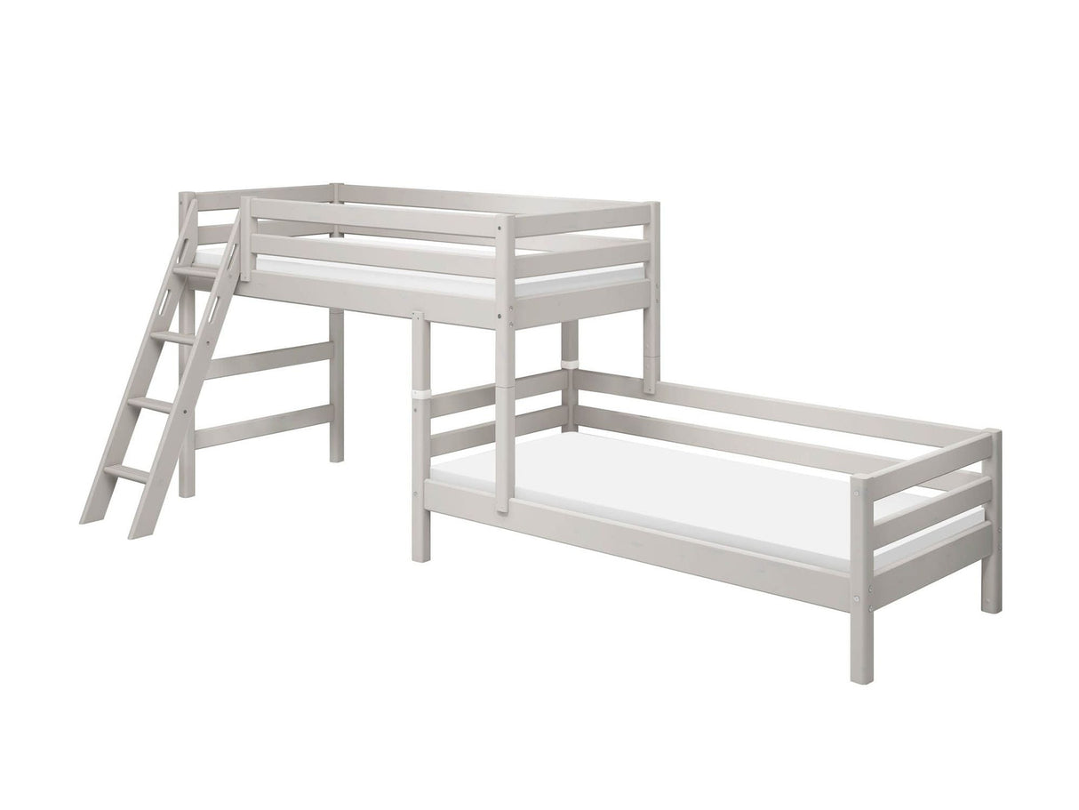 FLEXA Classic Mid Sleeper Bed with slanting ladder, Solid Pine/Birch Plywood, 90x200 cm